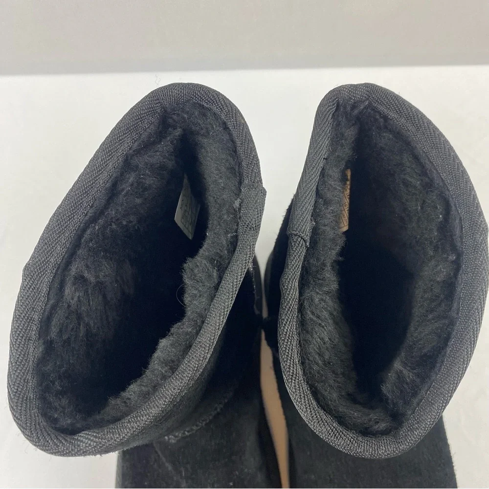 Koolaburra by Ugg Black Suede Koola Short Women's Size 5 Winter Boots w Faux Fur